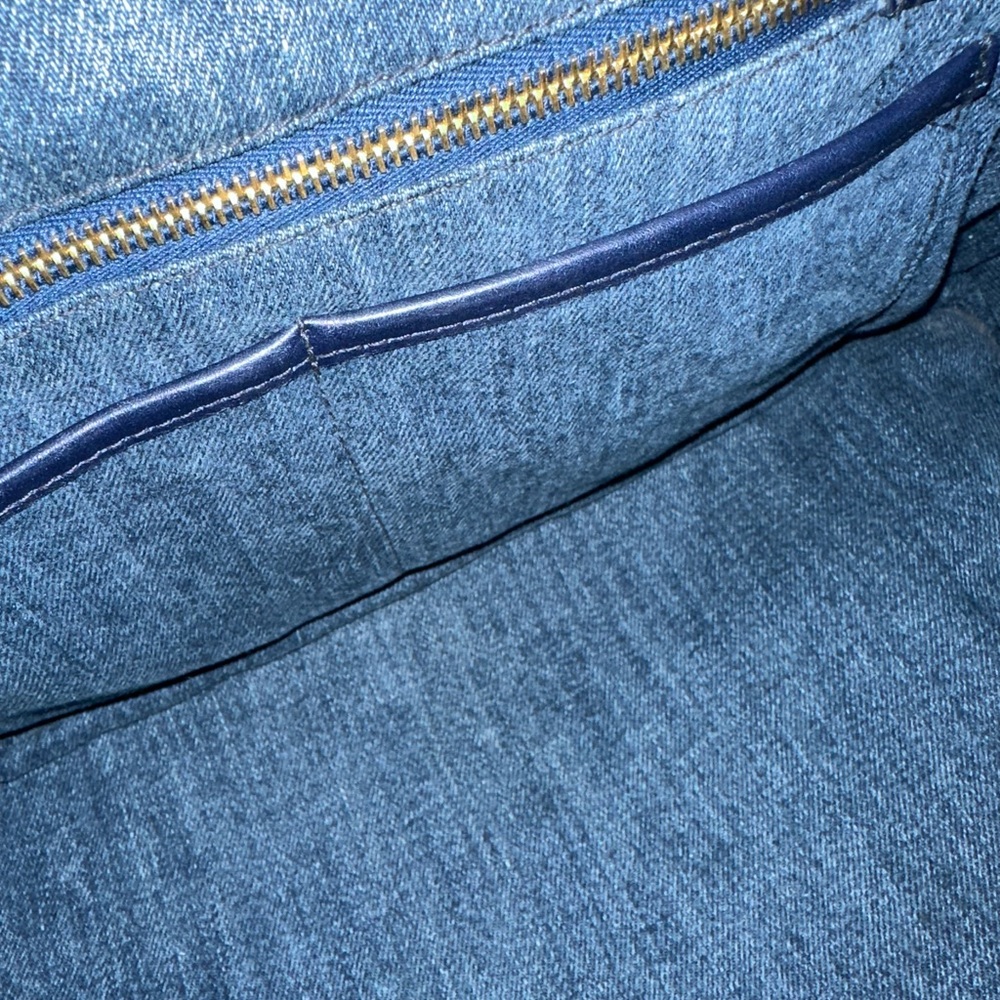 Prada Canapa Denim Tote Bag in Dark Blue with Logo - Picture 11 of 14